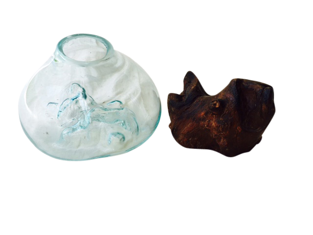 Blown glass on branch