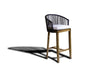 Acacia and wicker bar stool