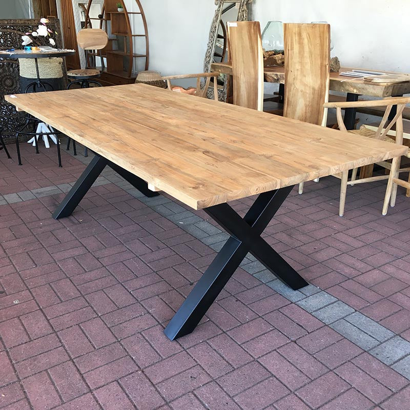 Black cross leg shop dining table