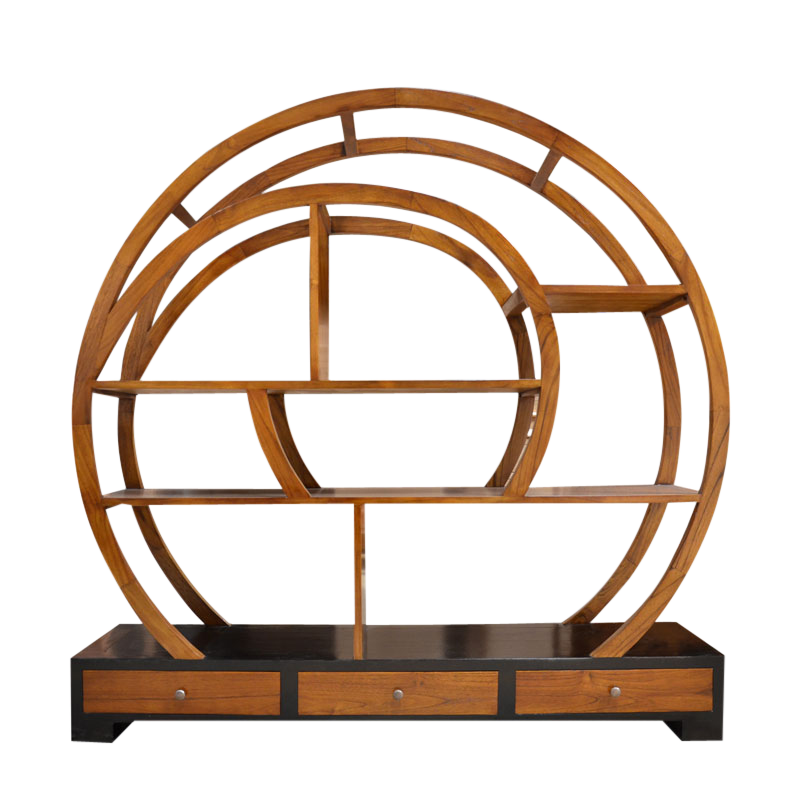 Teak Shell Round Bookcase – ArteModo Interior